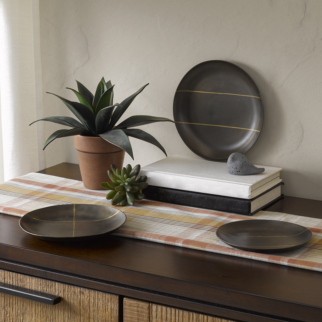 

INK+IVY - Tribecca Decorative Platter- Set of 3 - Black - Round