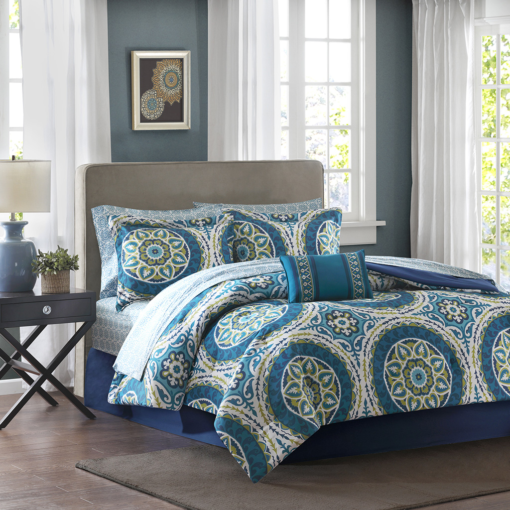 

Madison Park Essentials - Serenity Complete Comforter and Cotton Sheet Set - Blue - Twin