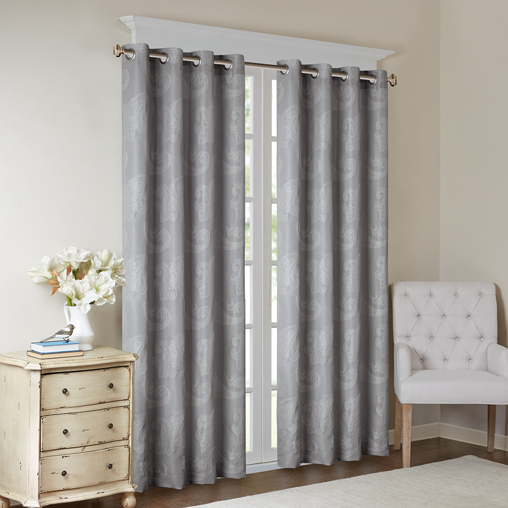 

Madison Park - Arabella Paisley Jacquard Window Panel - Grey - 84" Panel
