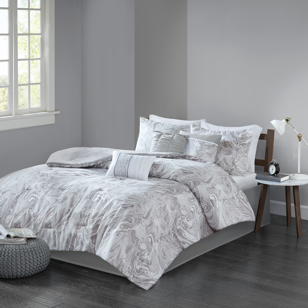 

Home Essence - Marvin 7 Piece Comforter Set - Grey/Blush - King