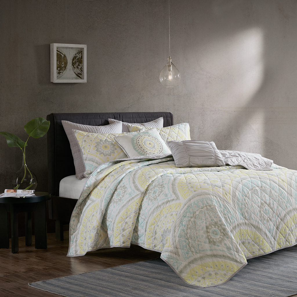 

Urban Habitat - Matti 7 Piece Cotton Reversible Coverlet Set - Yellow - King/Cal King