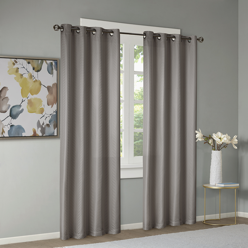 

Madison Park Essentials - Fosse Jacquard Window Panel Pair - Silver - 50x84