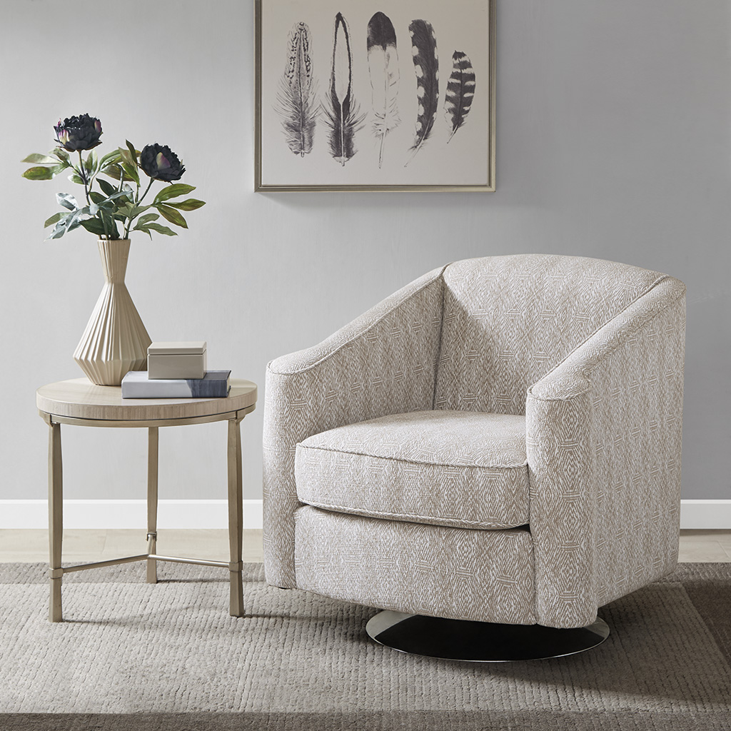 

Madison Park - Dublin Swivel Chair - Taupe Multi - See below