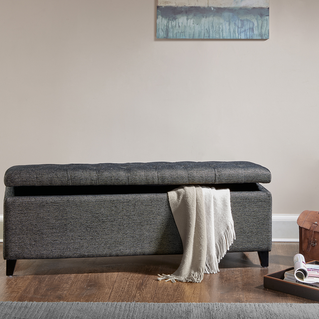 

Madison Park - Shandra Tufted Top Storage Bench - Charcoal - See below