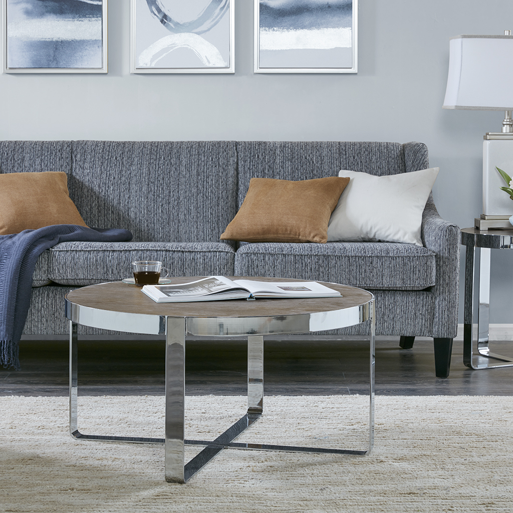 

Madison Park - Lynn Coffee Table - Oak/Chrome - See below