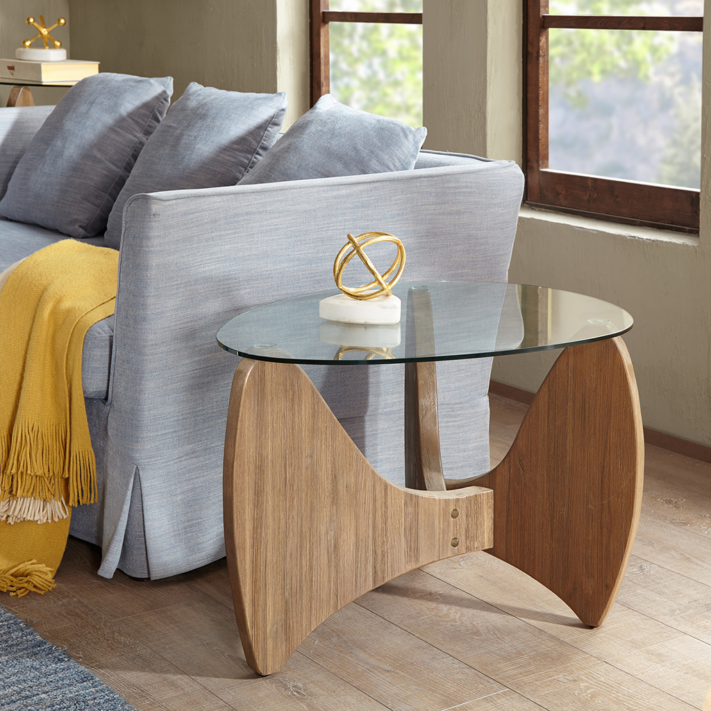 

Madison Park - Rupert Glass Top End Table - Natural - See below