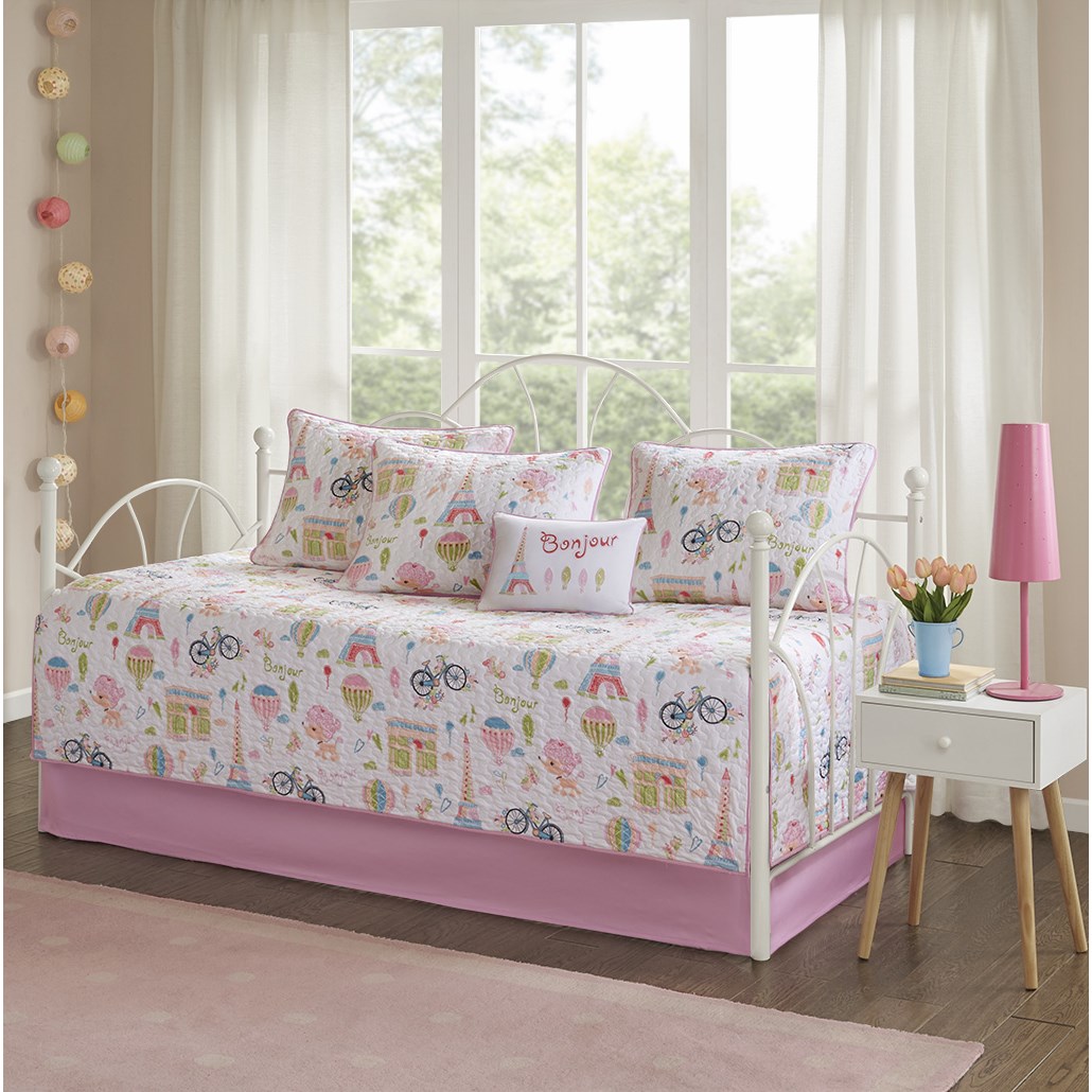 

Mi Zone Kids - Bonjour 6 Piece Reversible Daybed Set - Pink - Daybed