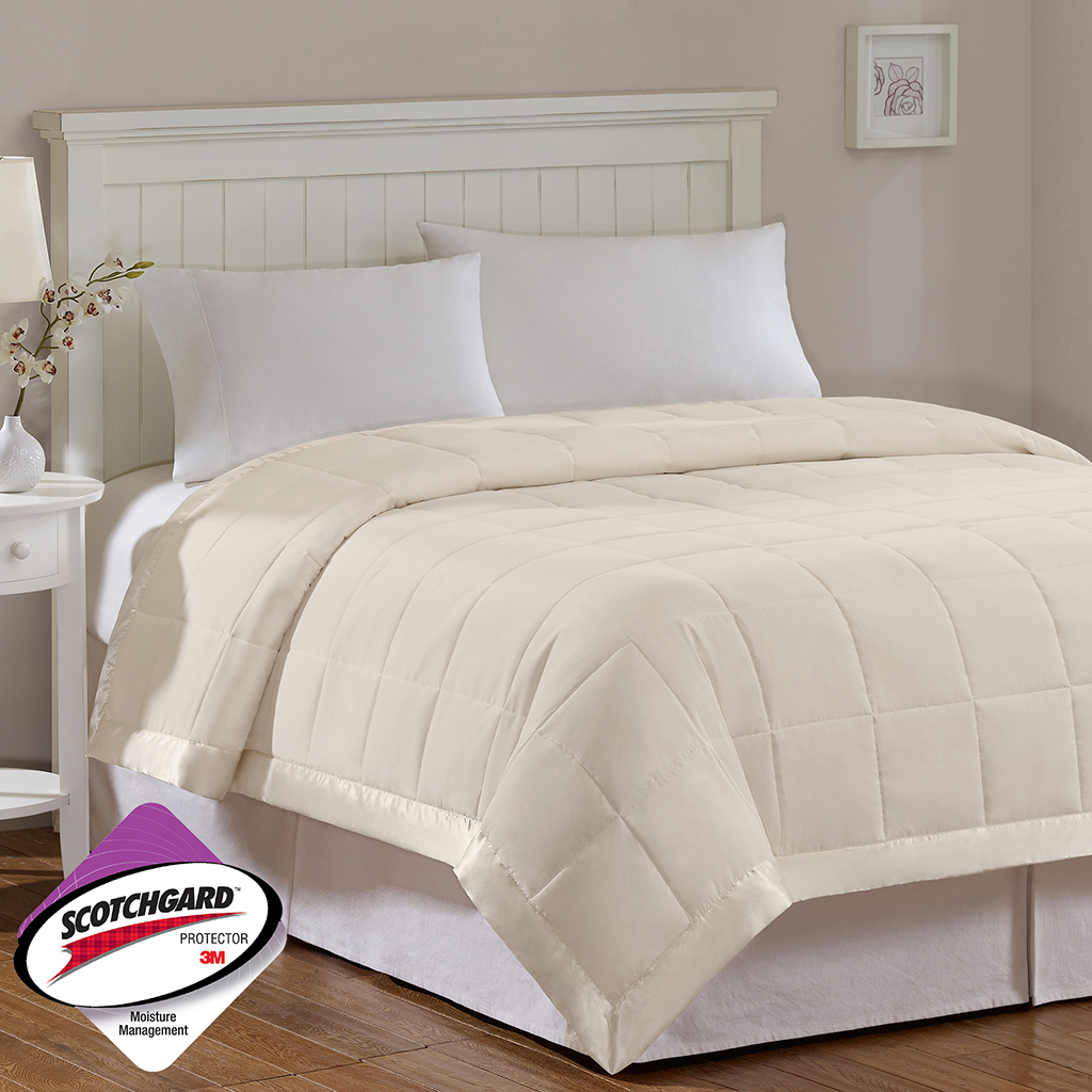 

Madison Park - Windom All Season Hypoallergenic Microfiber Down Alternative Blanket with 3M Scotchgard - Ivory - King