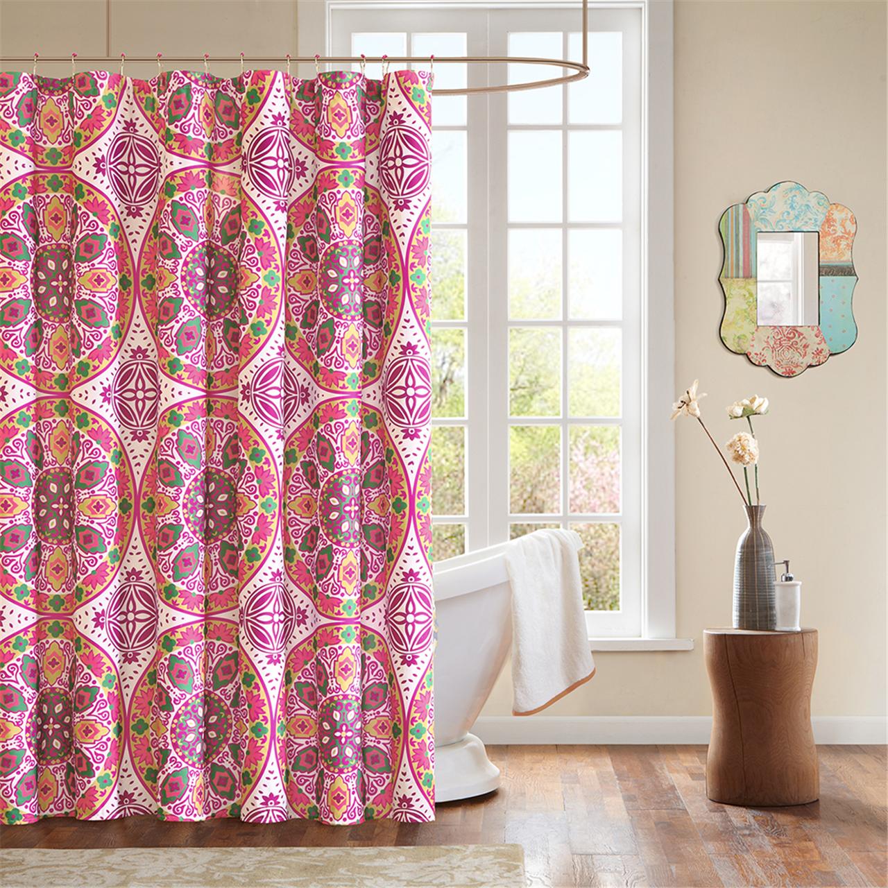 

Mi Zone - Santorini Shower Curtain with Hooks - Purple - See below