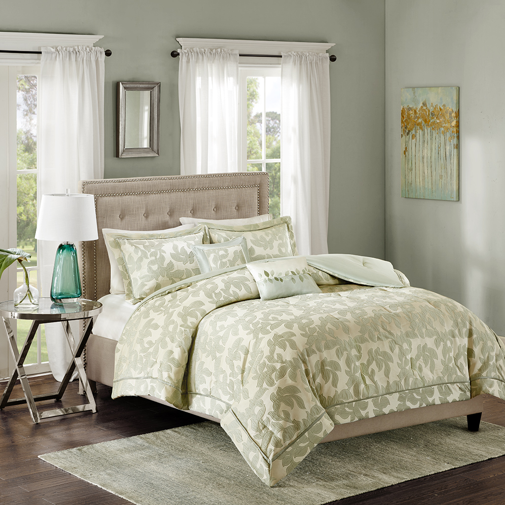 

Home Essence - Leaves 5 Piece Comforter Set - Green - King
