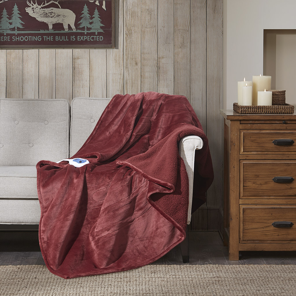 

Woolrich - Heated Plush to Berber Throw - Red - 60x70