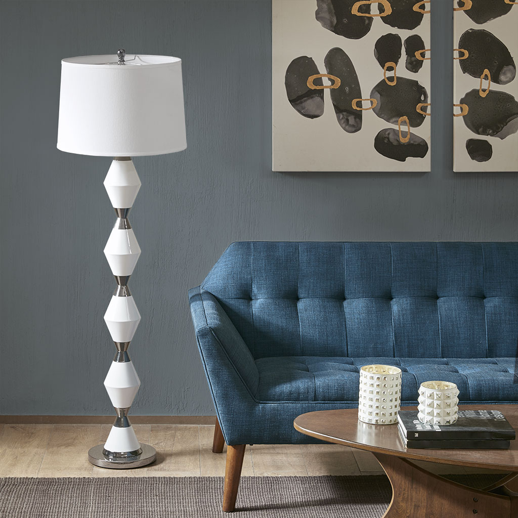 

INK+IVY - Abbott Floor Lamp - White/Silver - See below