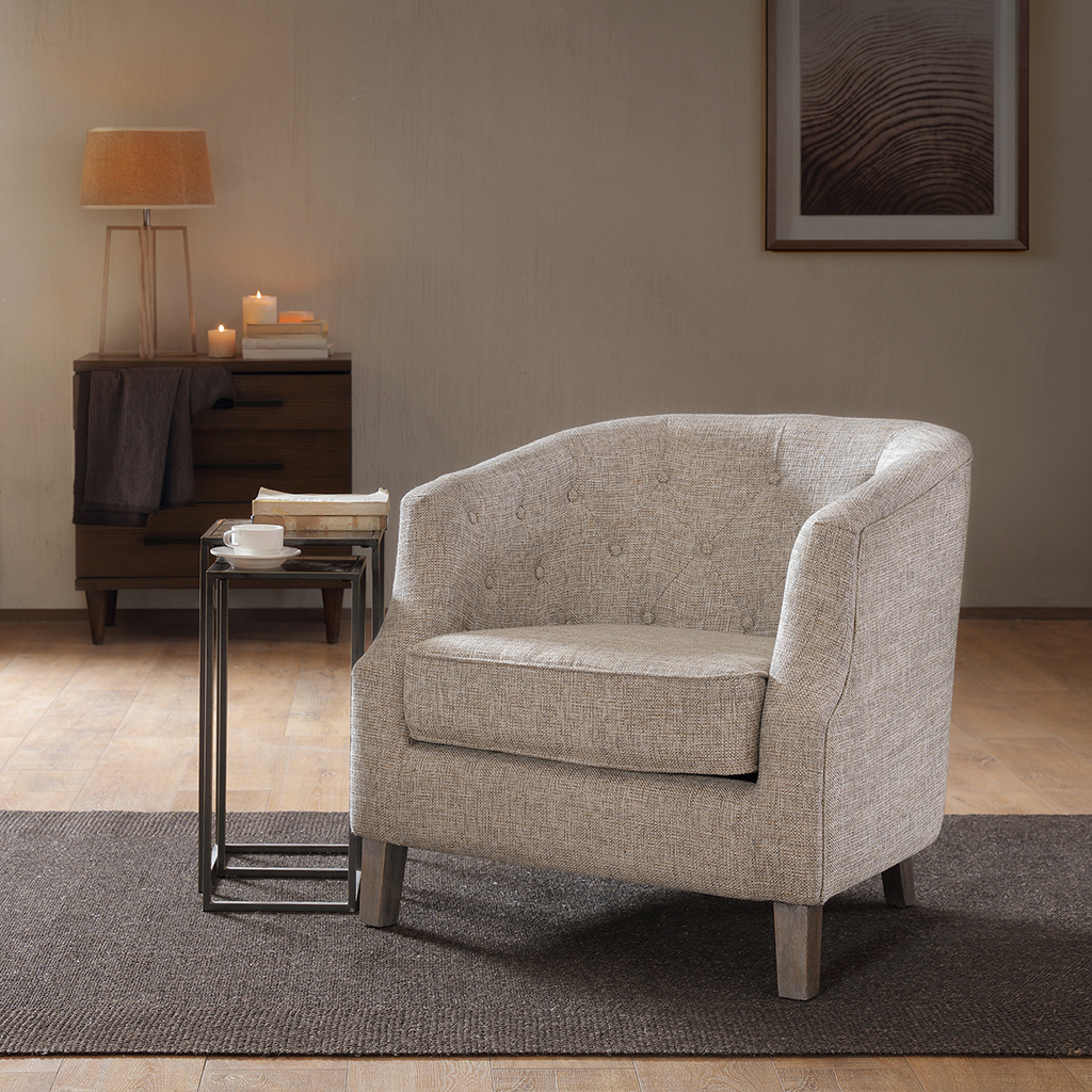 

Madison Park - Ansley Chesterfield Barrel Chair - Natural - See below