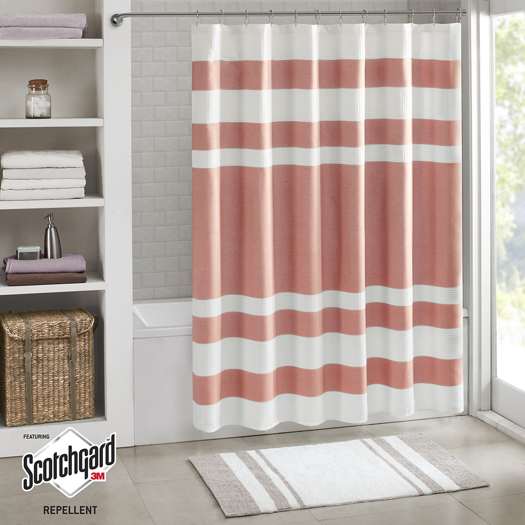 

Madison Park - Spa Waffle Shower Curtain with 3M Treatment - Coral - 72x72