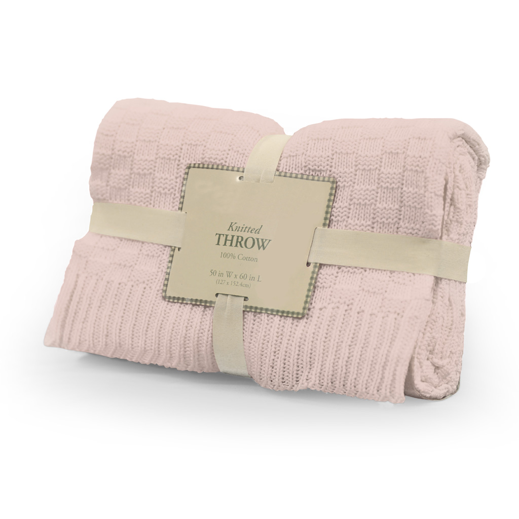 

Main Street - Cottage Knitted Throw - Pink - 50x60
