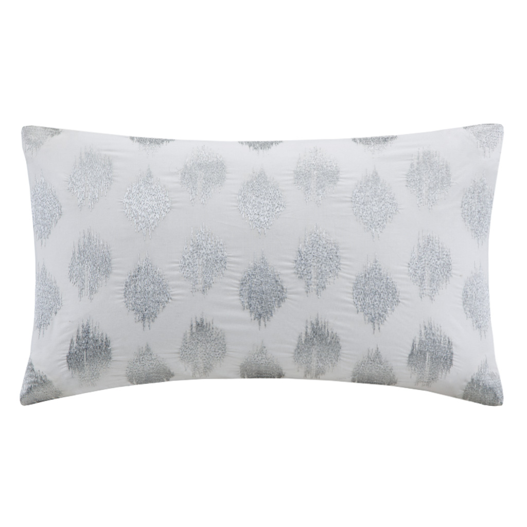 

INK+IVY - Nadia Dot Embroidered Oblong Pillow - Silver - 12x18