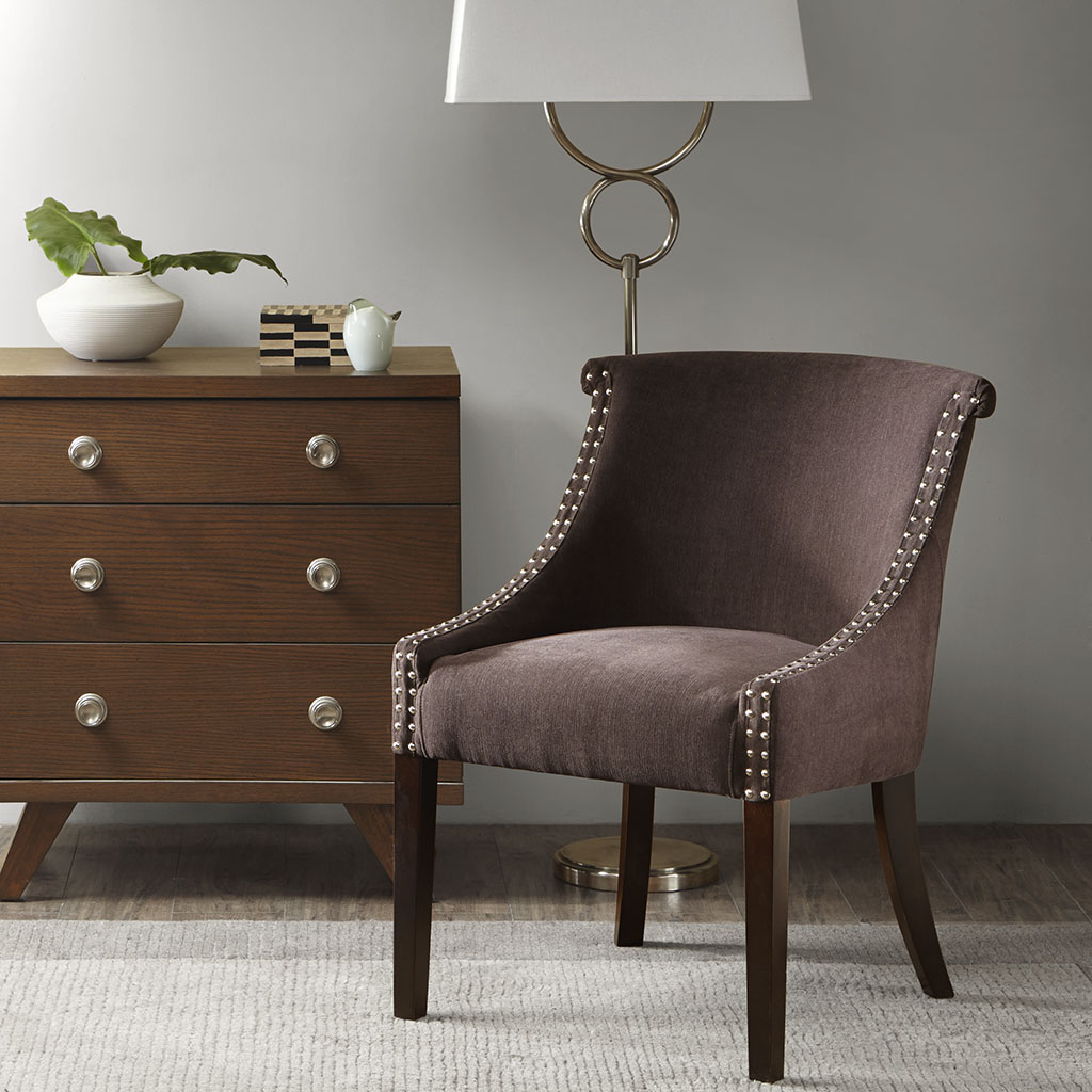

Madison Park - Caitlyn Roll Back Accent Chair - Brown/Espresso - See below