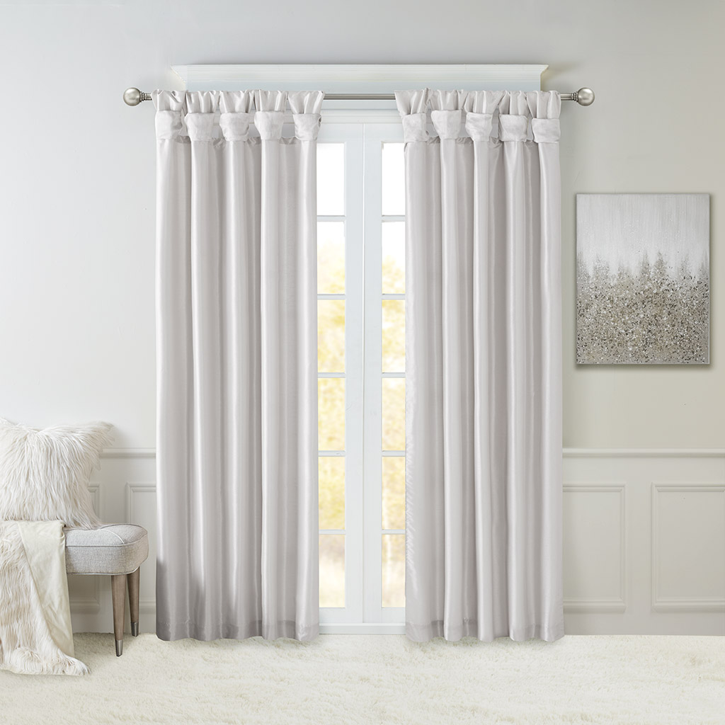 

Madison Park - Emilia Twist Tab Lined Window Curtain - Silver - 95" Panel