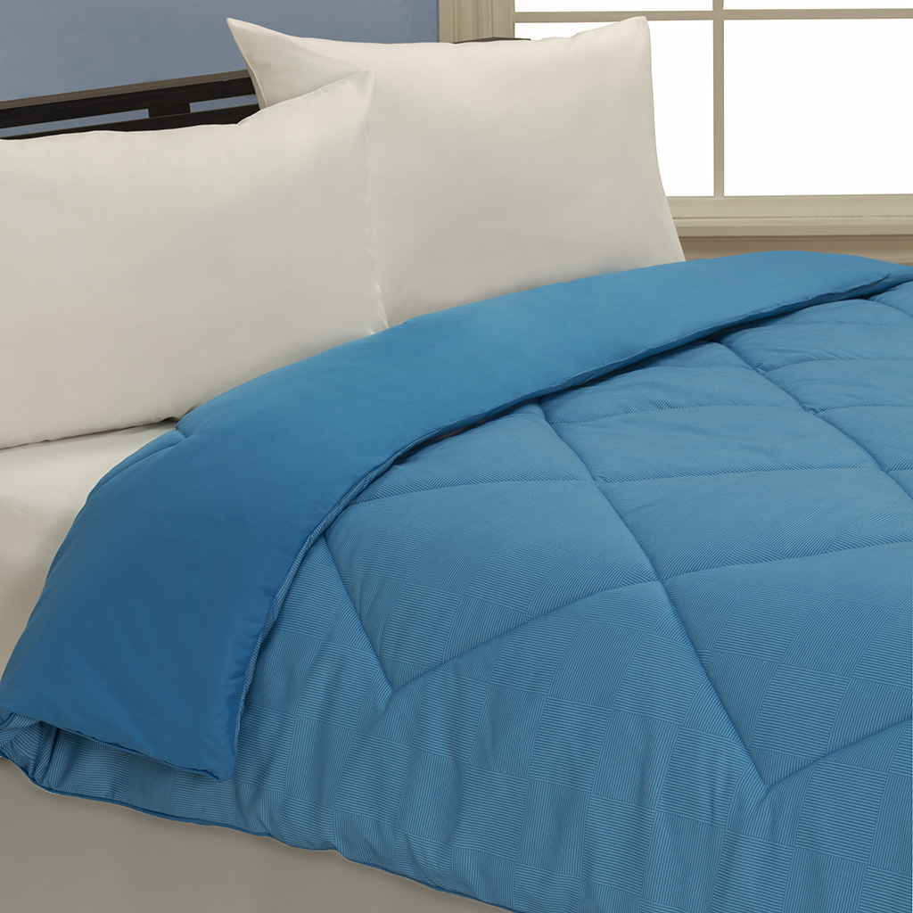 

Main Street - Crosshatch Microfiber Printed Comforter - Blue - Full/Queen