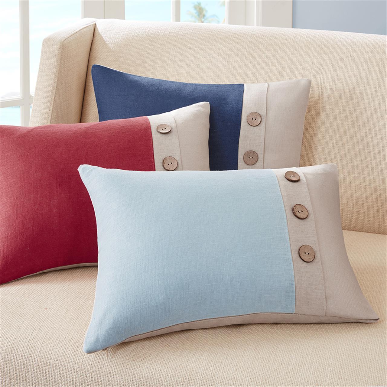 

Madison Park - Linen 3 Button Oblong Pillow - Navy - 14x20