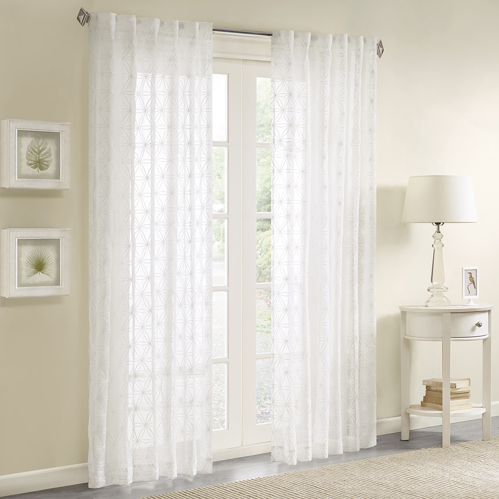 

Madison Park - Gemma Sheer Embroidered Window Curtain - White - 84" Panel