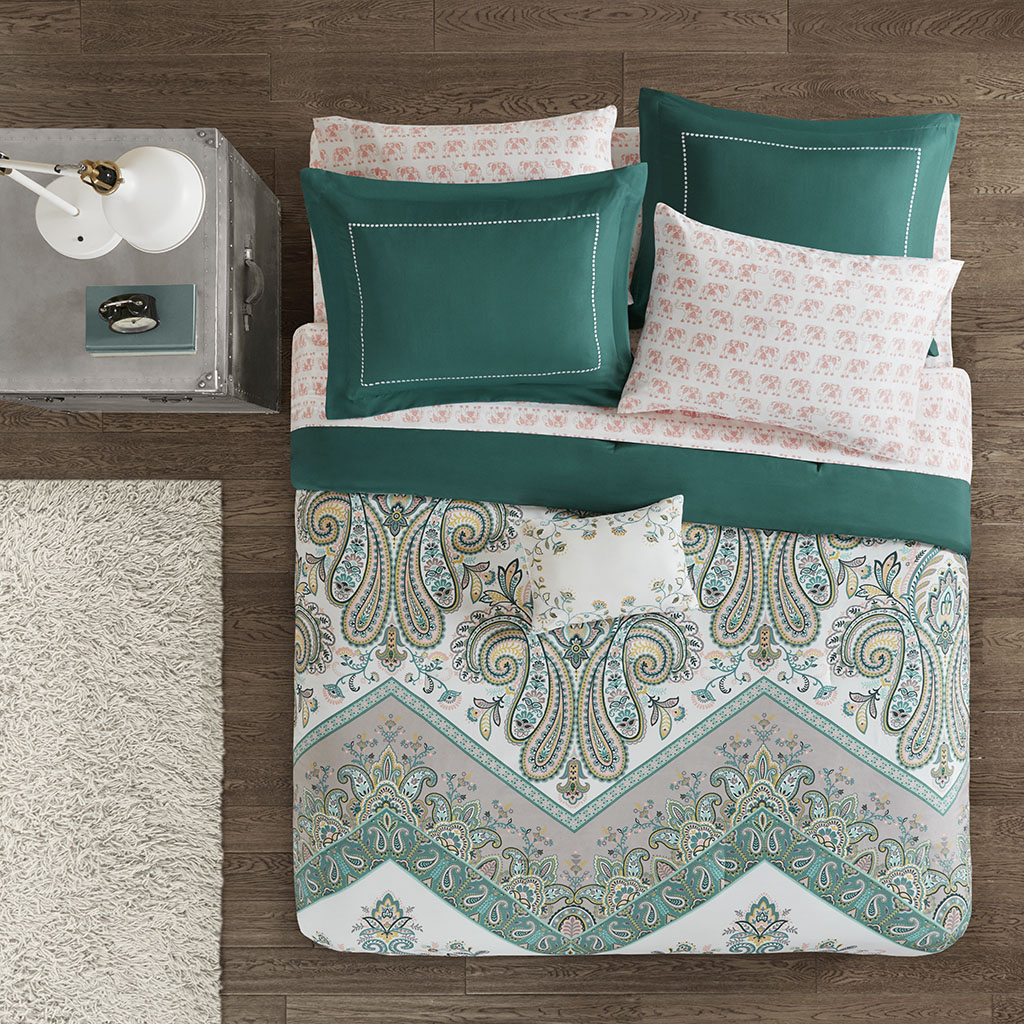 

Intelligent Design - Tulay Complete Bed And Sheet Set - Teal - Full