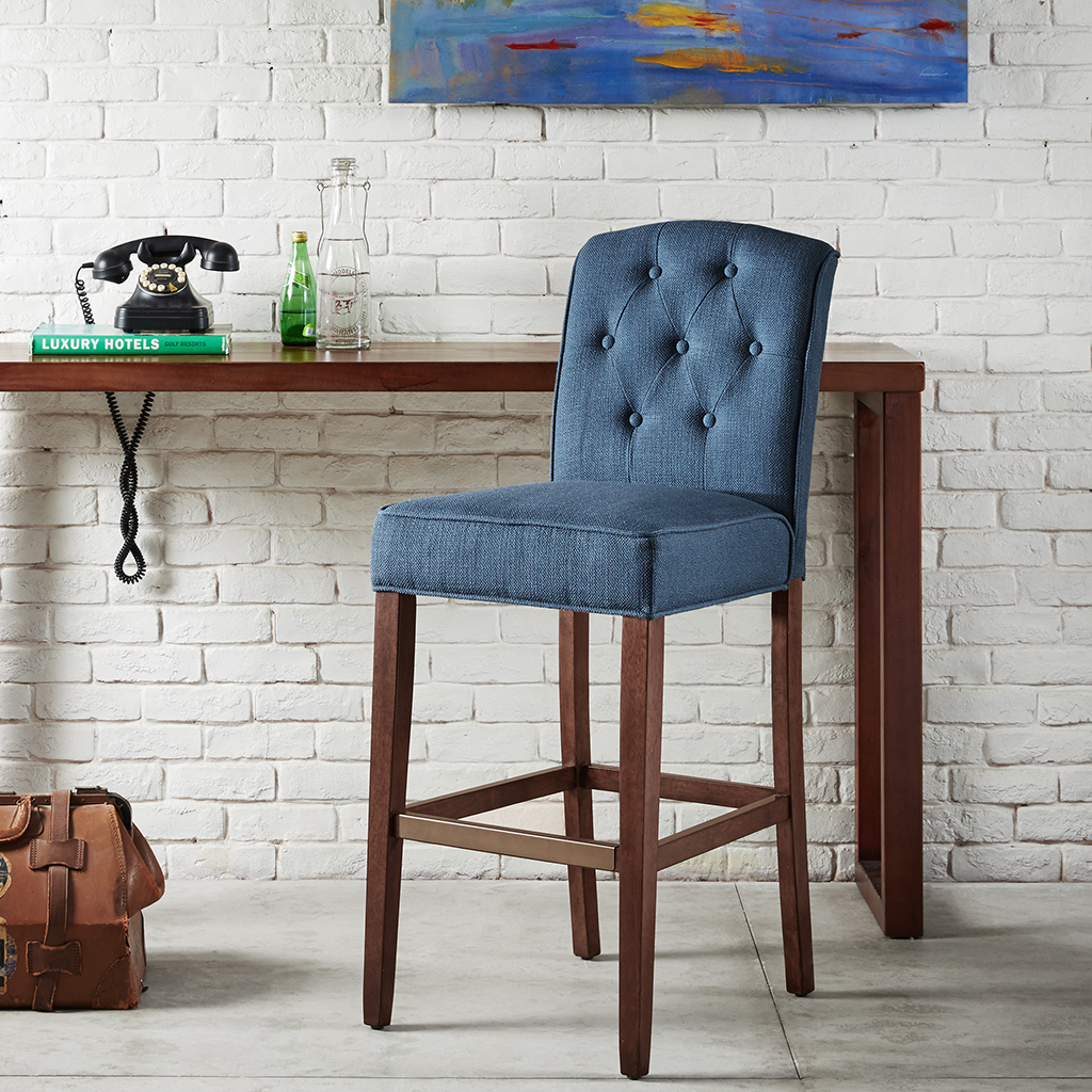 

Madison Park - Marian Tufted 30-Inch Bar Stool - Navy - See below
