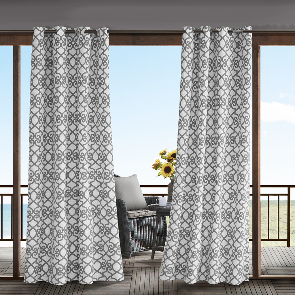 

Madison Park - Daven Printed Fretwork 3M Scotchgard Outdoor Panel - Grey - 84" Panel