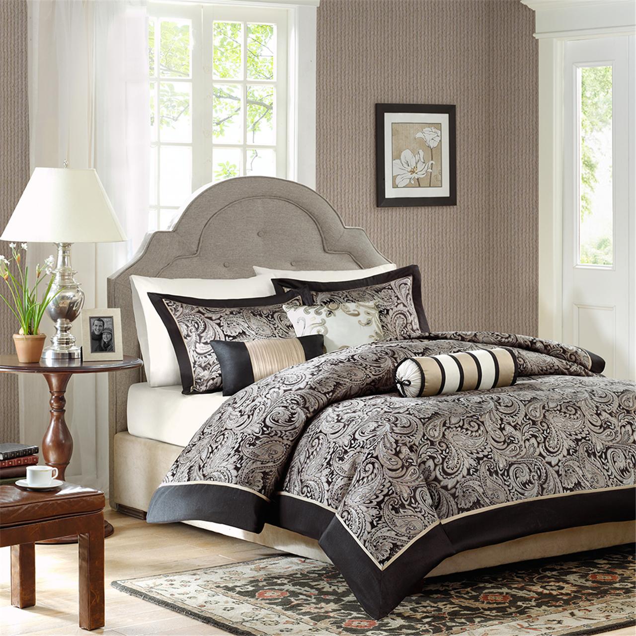 Madison Park Aubrey 6 Piece Duvet Cover Set Black Full Queen