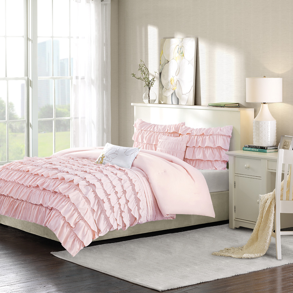 

Intelligent Design - Waterfall Comforter Set - Blush - Twin/Twin XL