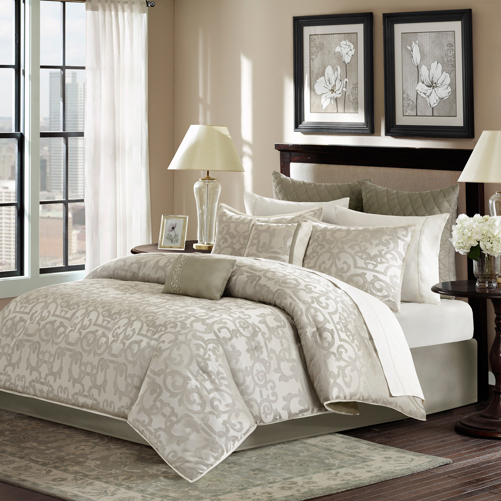 

Madison Park - Chateau 12 Piece Comforter Set - Grey - King