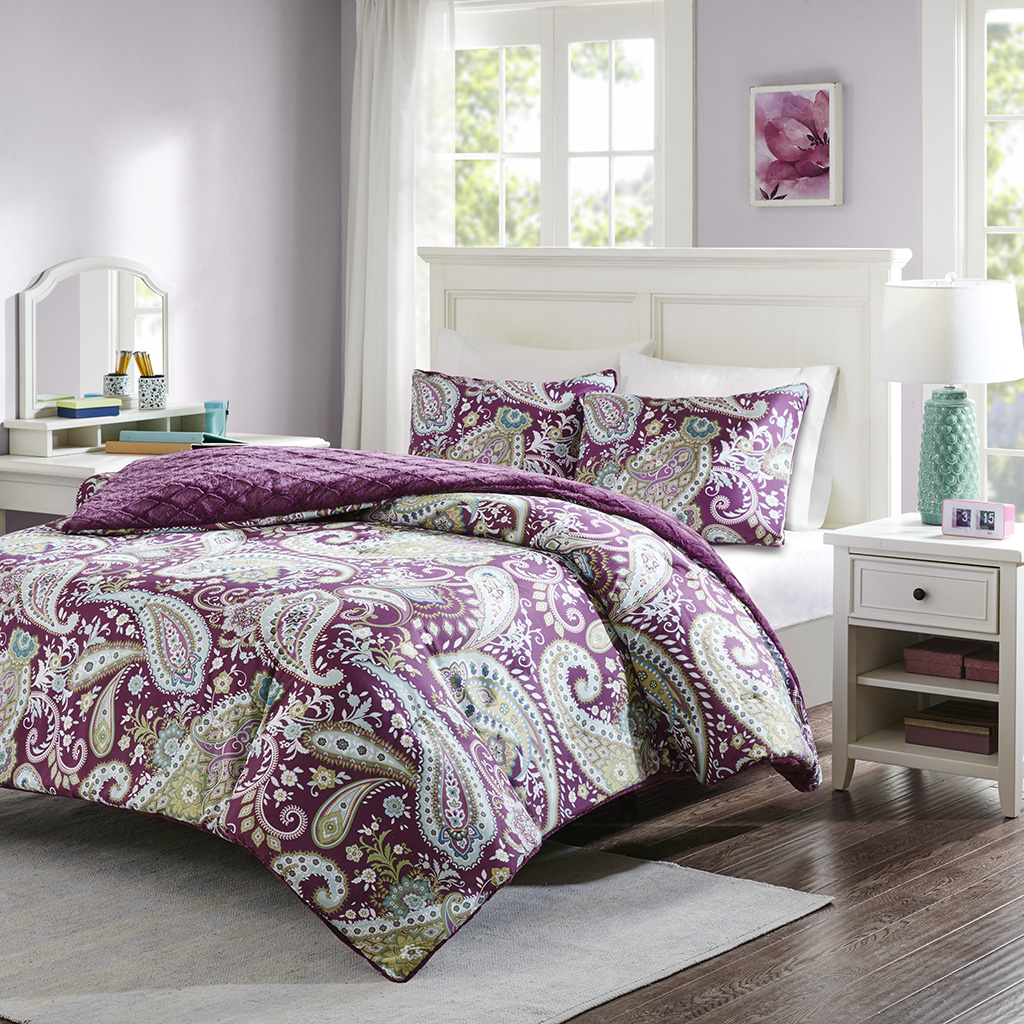 

Intelligent Design - Melissa Reversible Comforter Mini Set - Purple - Twin