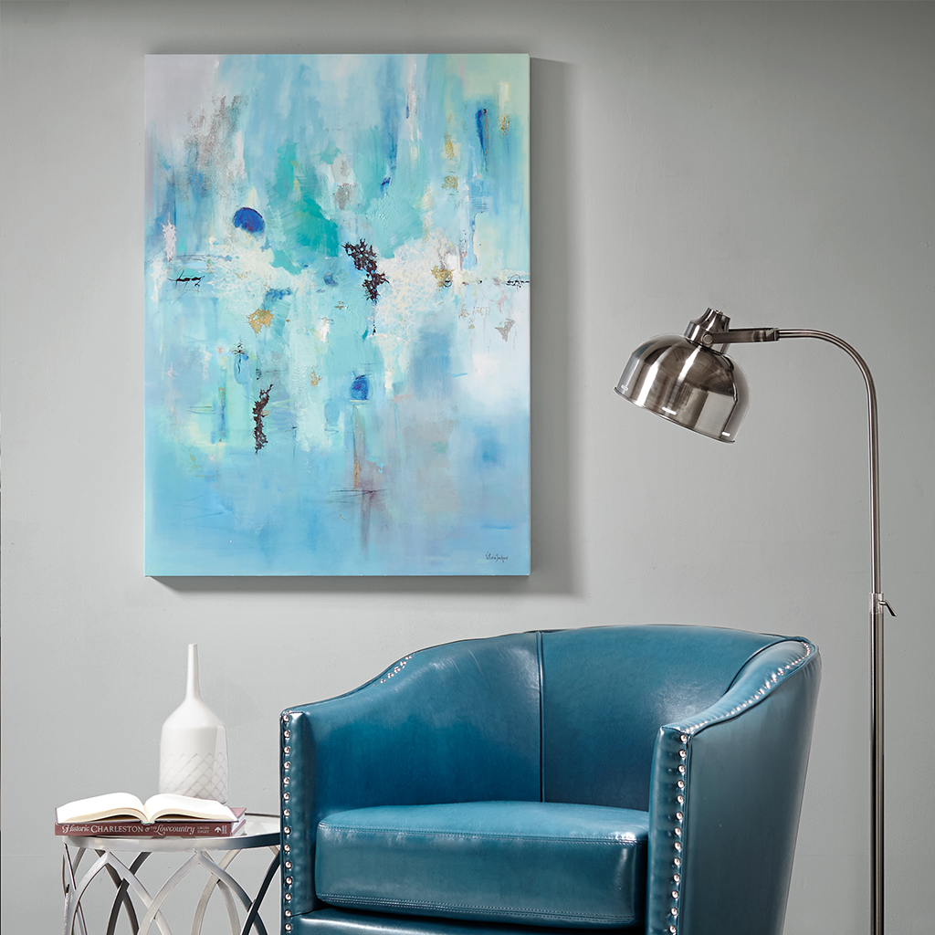 

Madison Park - Serene Blue Sky Hand Embellished Canvas With Gold/Silver Foil - Blue - See below