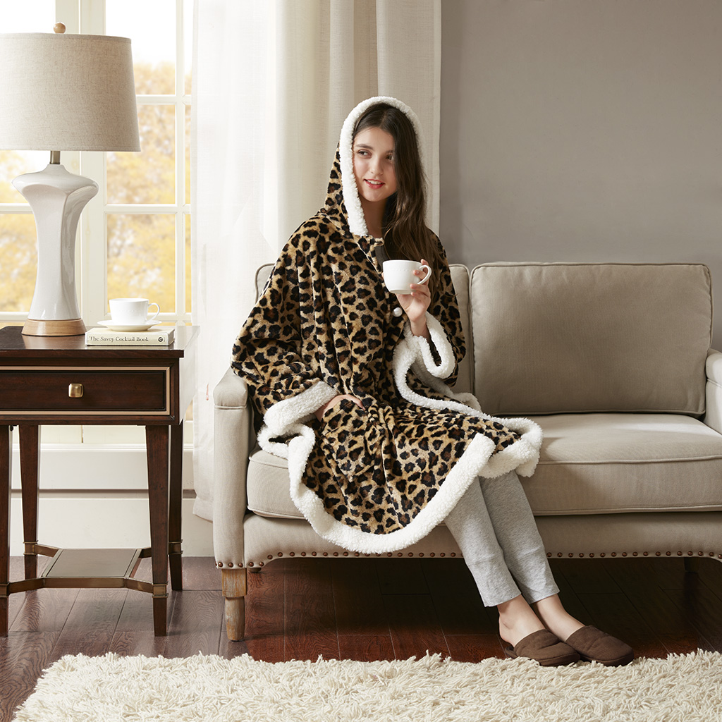 

Premier Comfort - Angel Wrap with Berber Trim - Leopard - 58x72