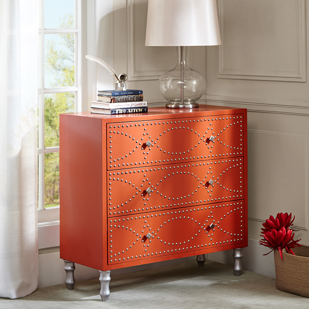 

Madison Park - Jones Tangerine Nail head Accent Chest - Orange - See below