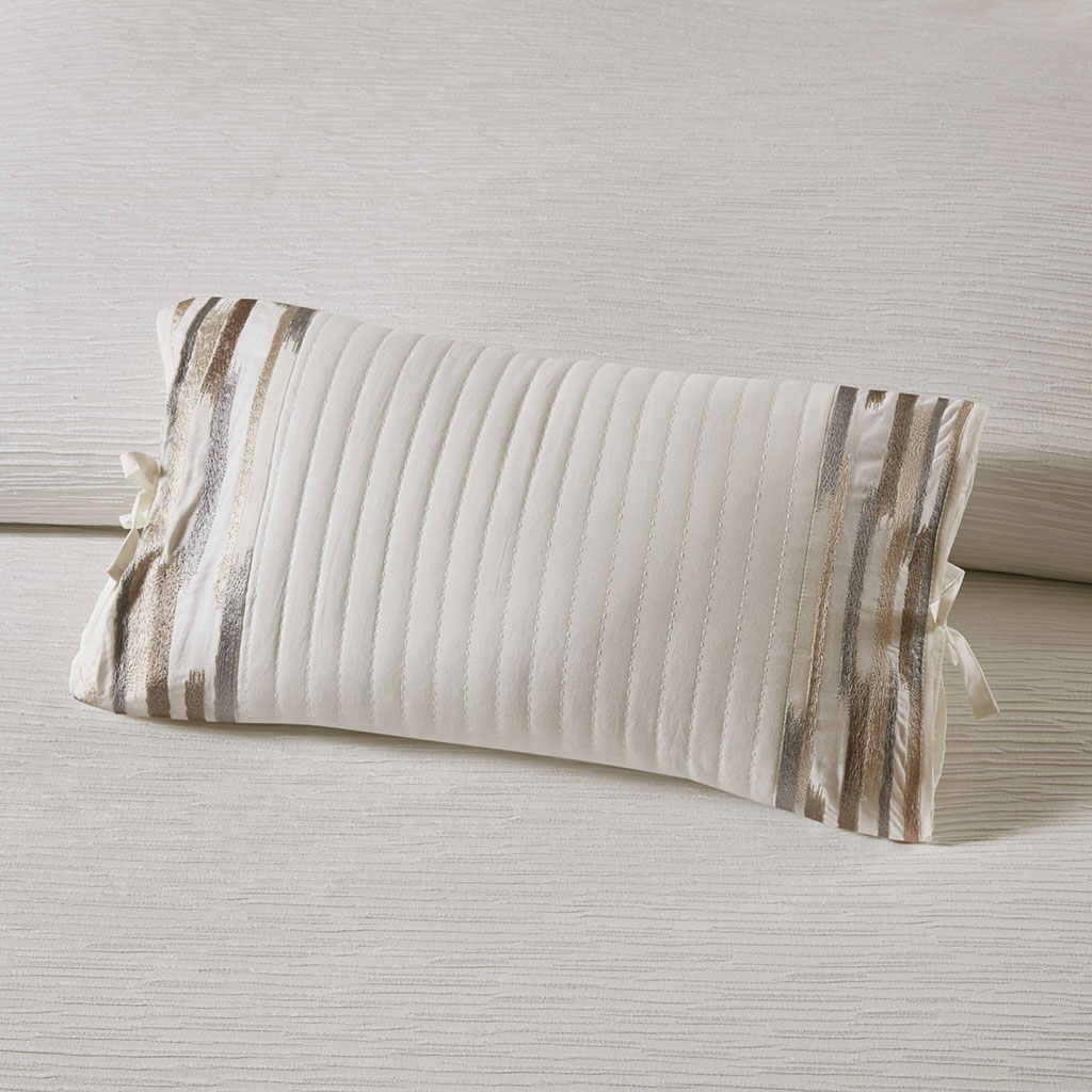 

N Natori - Hanae Embroidered Cotton Oblong Decorative Pillow - White - 12x20''