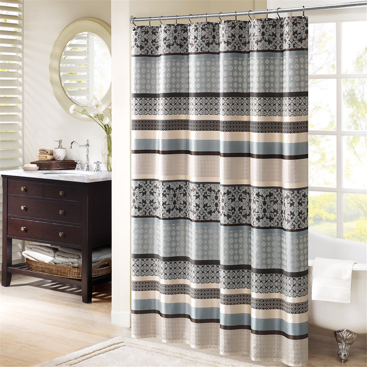

Madison Park - Princeton Jacquard Shower Curtain - Blue - 72x72