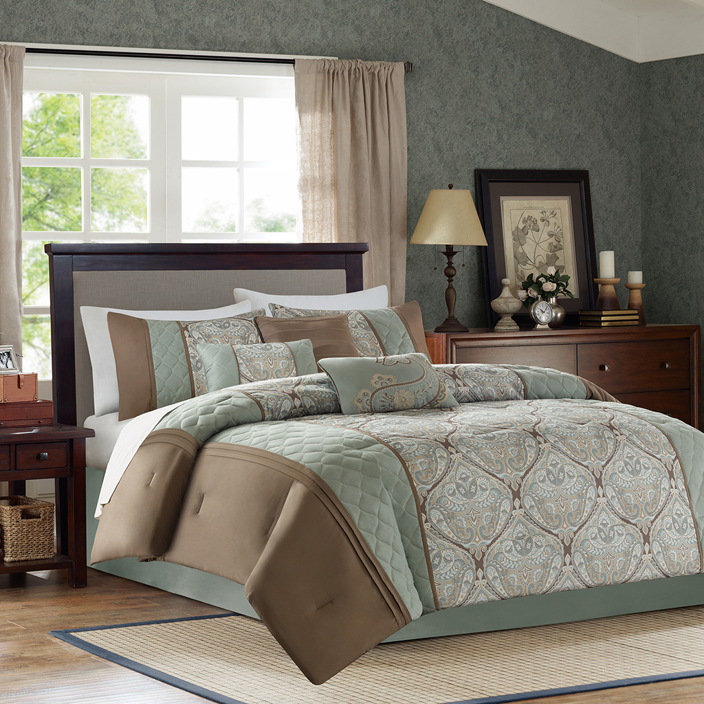 

Madison Park - Taylan 7 Piece Comforter Set - Blue - Queen