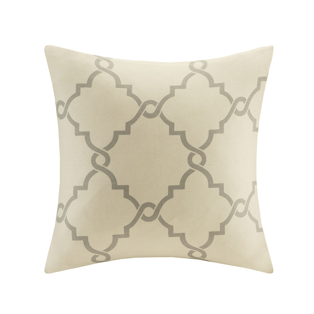 

Madison Park - Saratoga Fretwork Print Square Pillow - Beige - 20x20