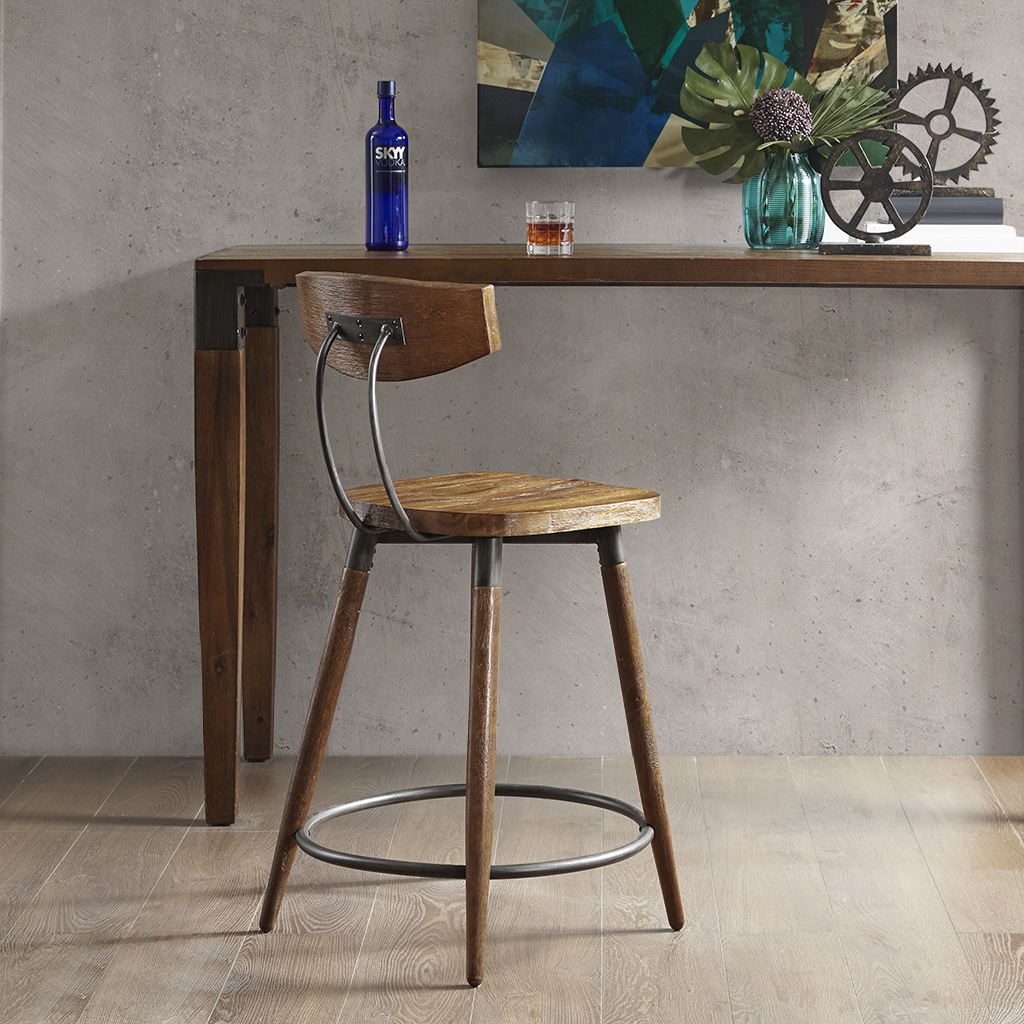 

INK+IVY - Frazier Counter Stool 24" With Back - Brown - See below