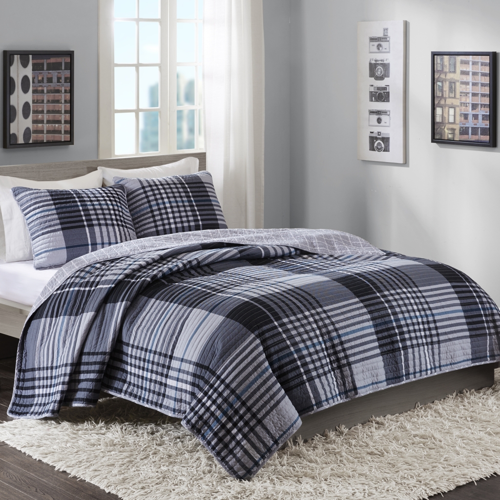 

Intelligent Design - Nathan Blue Quilt Mini Set - Blue - Full/Queen