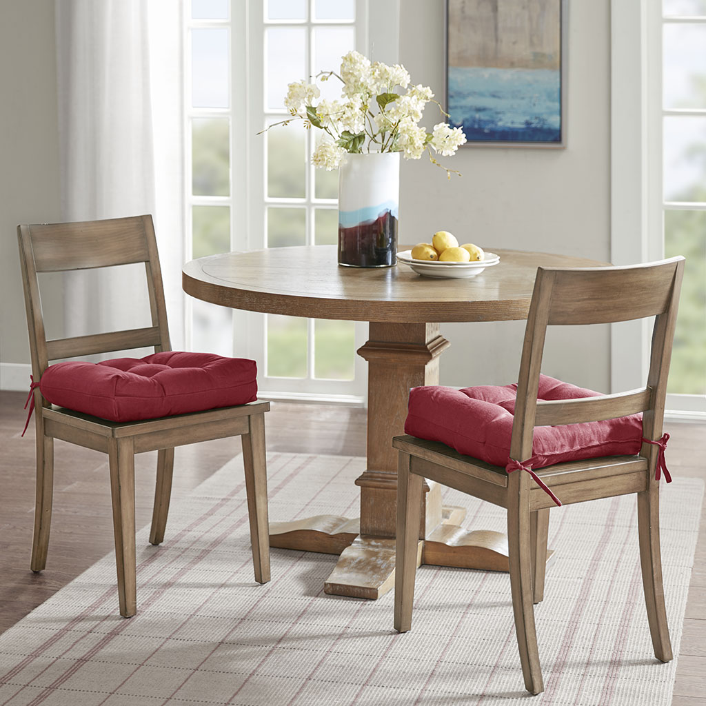 

Madison Park - Ridge Linen Square Chair Pad Pair - Red - 16x16x4