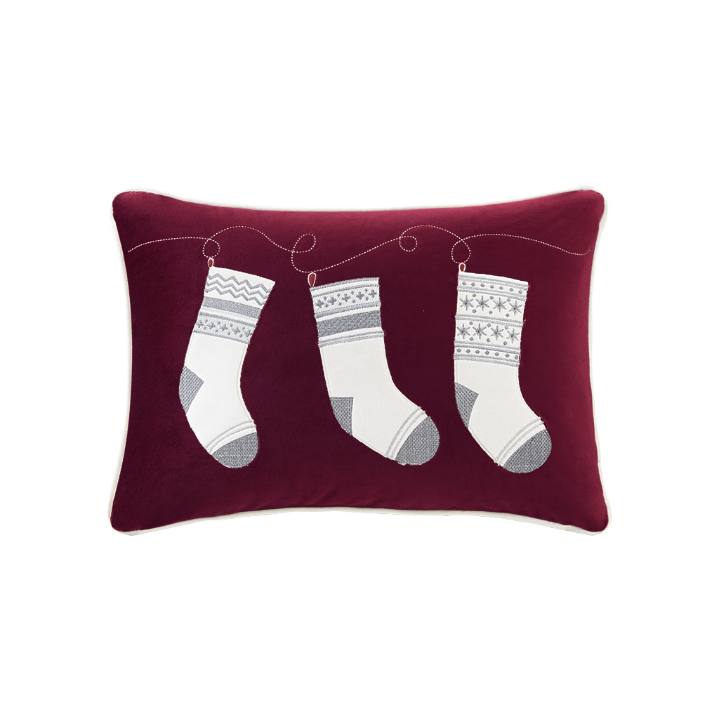 

Madison Park - Holiday Stocking Surprise Oblong Dec Pillow - Red - 14x20