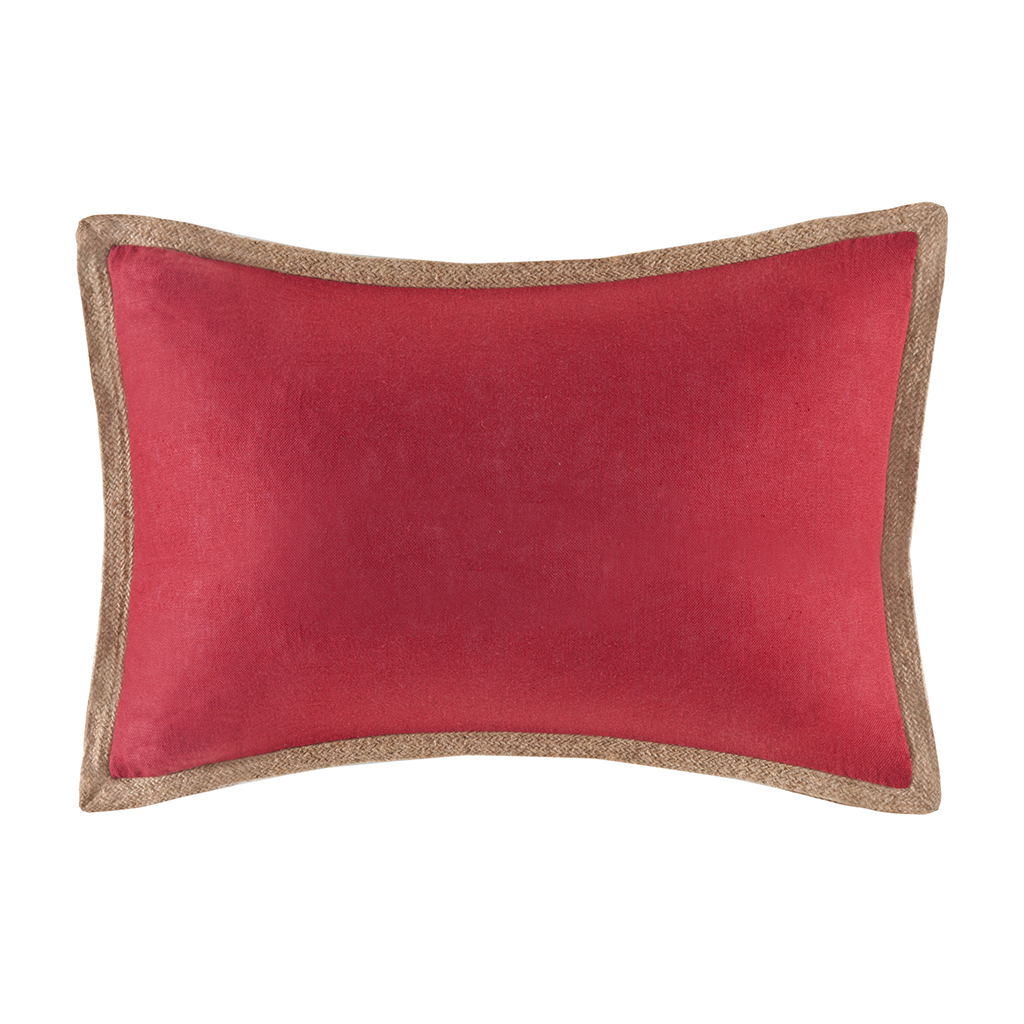 

Madison Park - Linen with Jute Trim Oblong Pillow - Red - 14x20