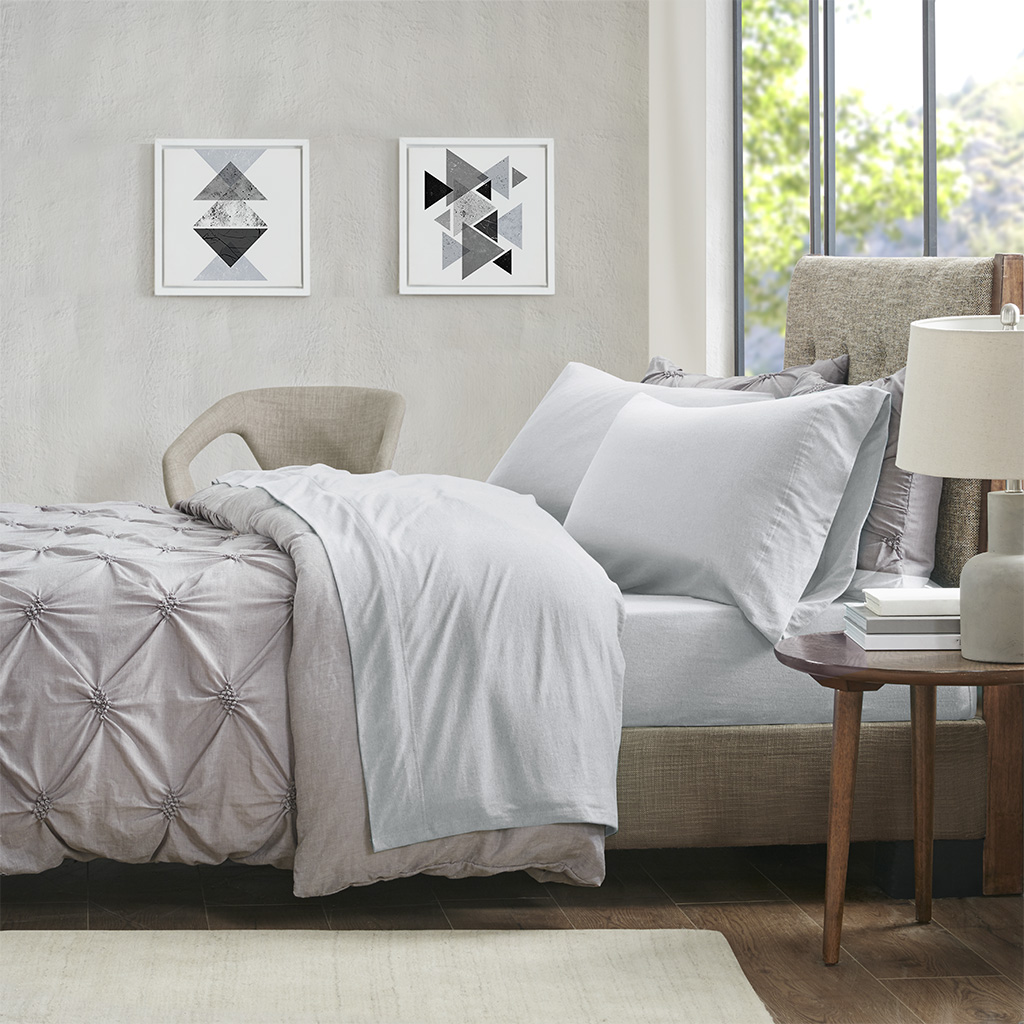 

Urban Habitat - Heathered Cotton Jersey Knit Sheet Set - Light Grey - King