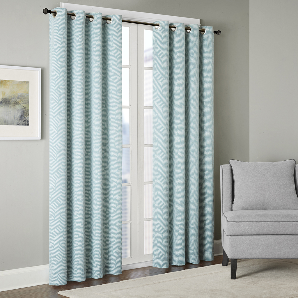 

Madison Park - Eliza Chevron Jacquard Window Curtain - Blue - 84" Panel