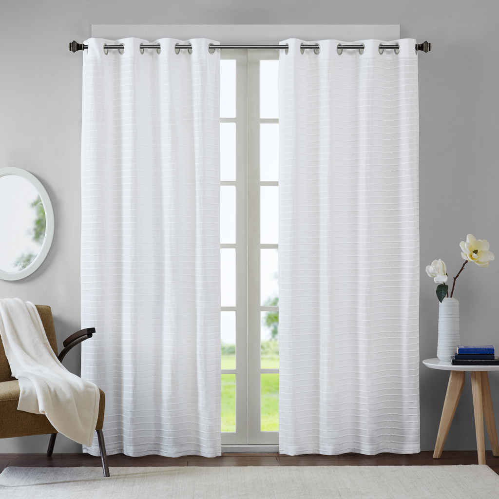 

Madison Park - Sandra Window Curtain Pair - White - 96" Panel