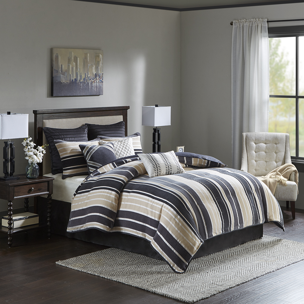 

Bombay - McCord Jacquard Bedding Set - Black/Taupe - King