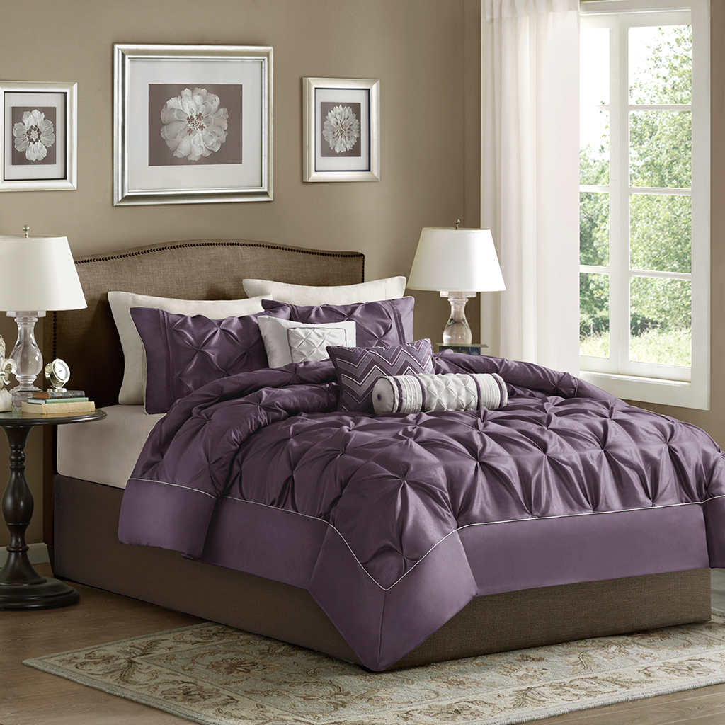 

Madison Park - Laurel 6 Piece Duvet Cover Set - Plum - Full/Queen