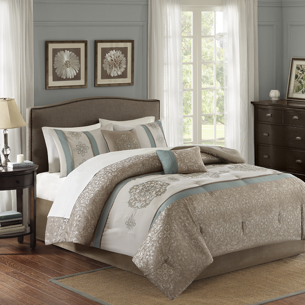 

Madison Park - Medallion 10 Piece Comforter Set - Taupe - Queen